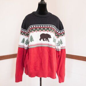 Vintage St Johns Bay Cotton Sweater Bear Mens XL Naturecore Preppy Cottage Cabin